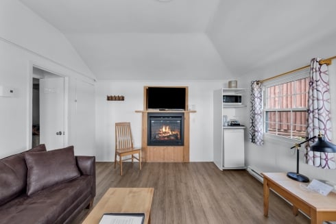 Oceanfront Cottage Living Room Fireplace Summer 2025