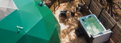 Aerial view of Glome with Hot Tub and BBQ 2022