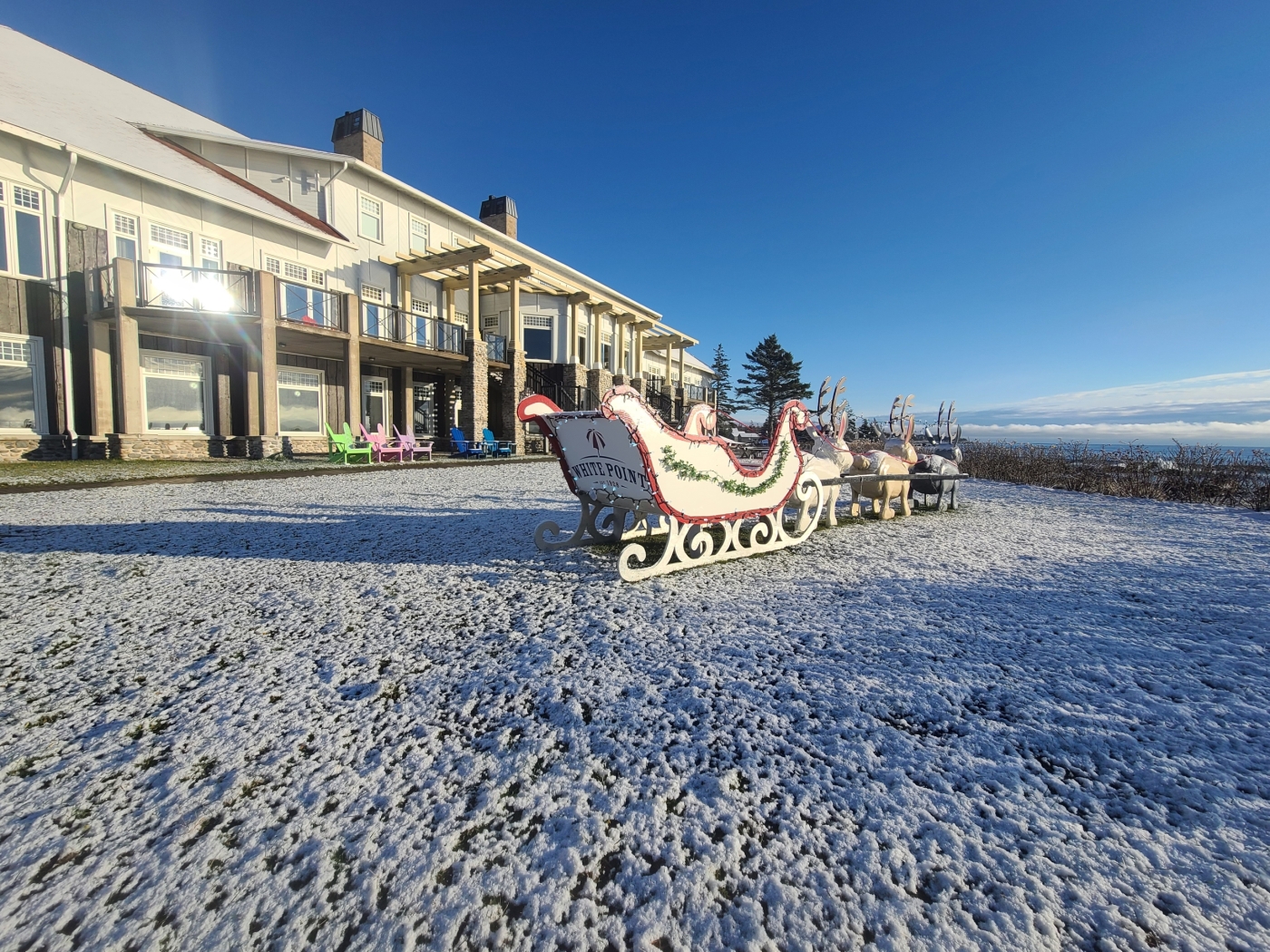 Santa Sleigh in the snow by the beach