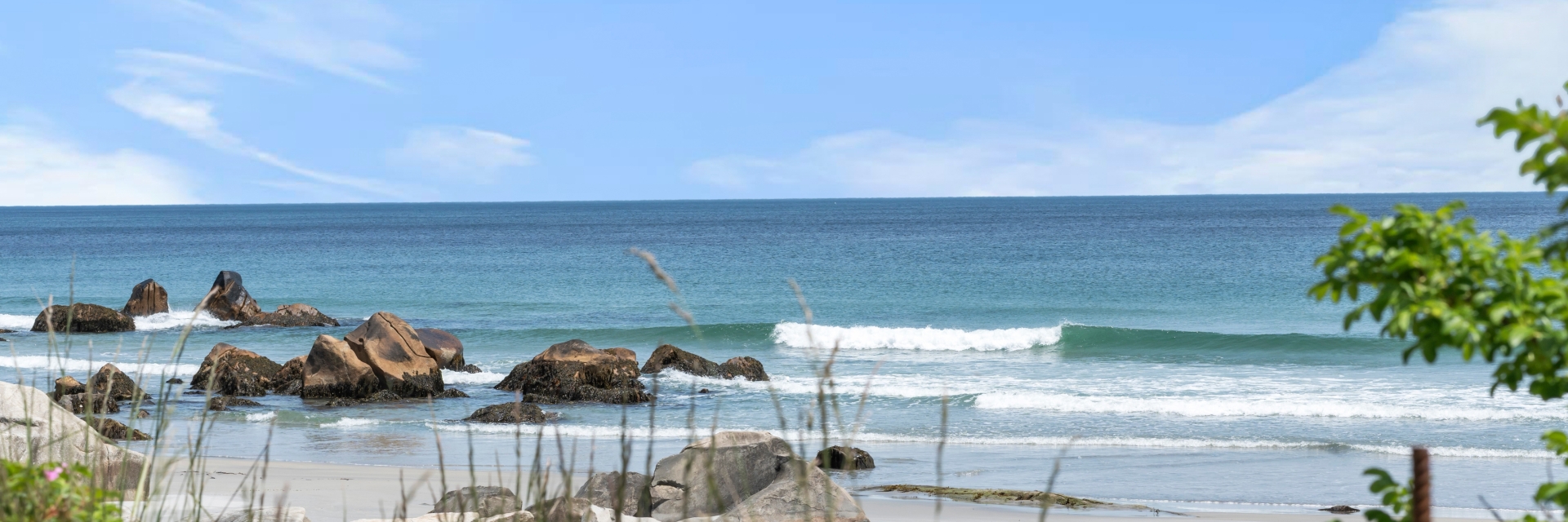 Beach view, rushing waves Summer 2025