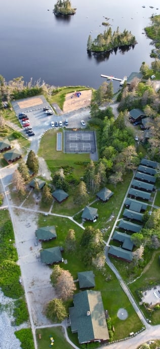 Aerial View of the cottages and Lake