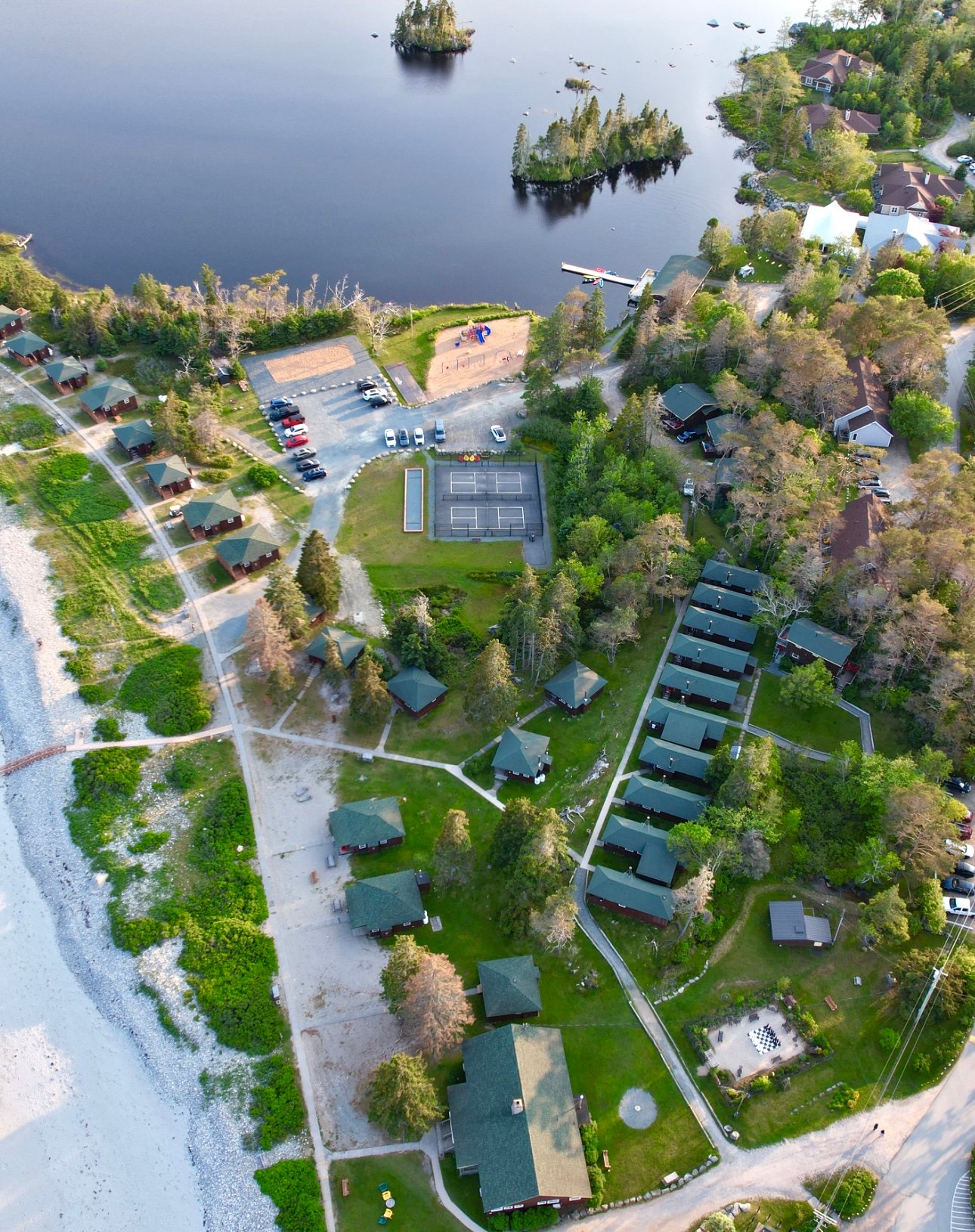 Aerial View of the cottages and Lake