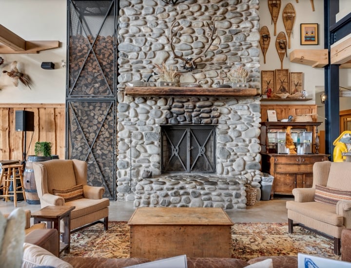 Stone Fireplace in lobby