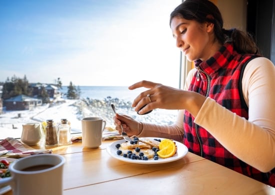 Guest having breakfast