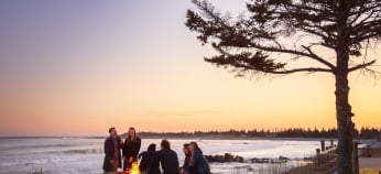 Group of people having a bonfire
